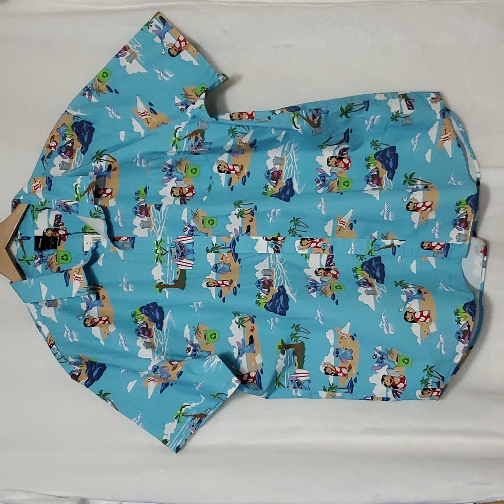 NWT Disney Lilo and Stitch Tropical Print Scene Button Down Shirt Size 3X